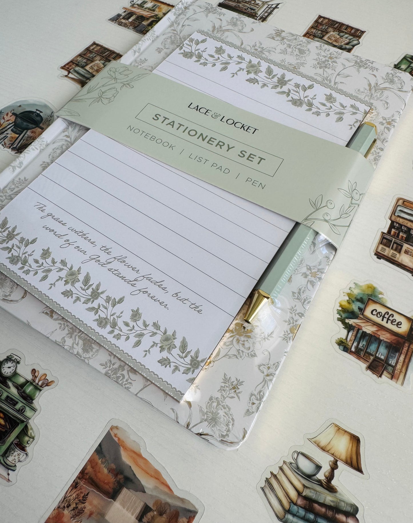 🌿🕊️ Aesthetic Pink Notebook & Sticker Set…