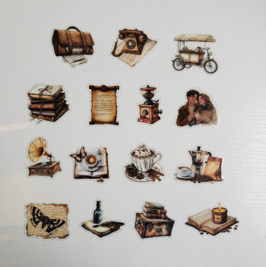 🕊️🧳Retro Collection Decorative Stickers ~ 15pcs