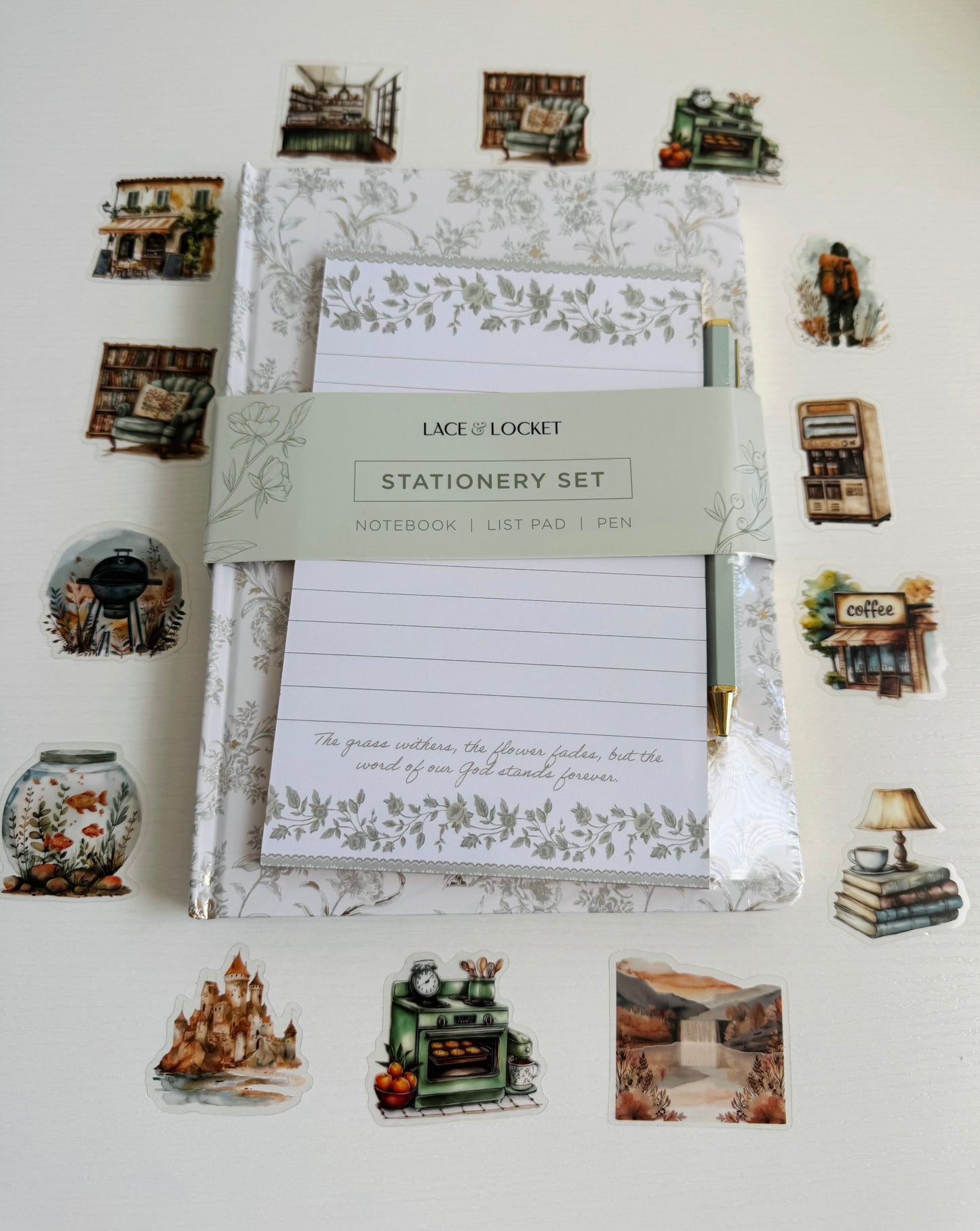 🌿🕊️ Aesthetic Pink Notebook & Sticker Set…