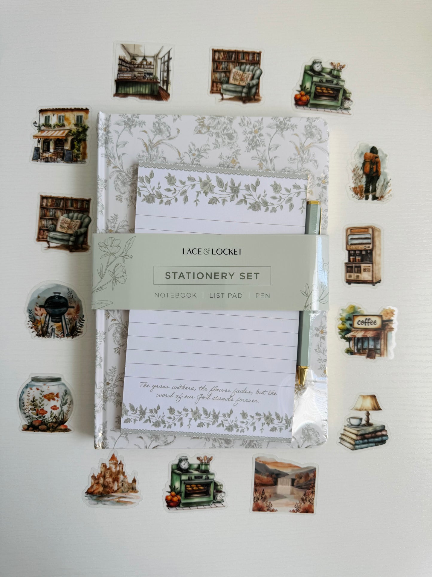 🌿🕊️ Aesthetic Pink Notebook & Sticker Set…