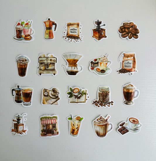 🕊️☕️Aesthetic Coffee Stickers ~ 20 pcs